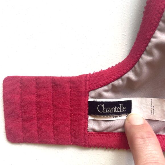 Chantelle Bra 42 F (DDD) Red Full Coverage Underwire Magnifique Minimizer Plus S - Picture 3 of 15